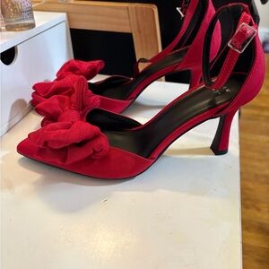 a new day Vibrant Red Heels with Ruffle Accent